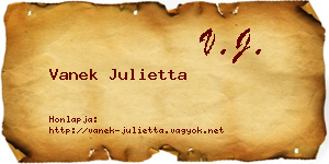 Vanek Julietta névjegykártya